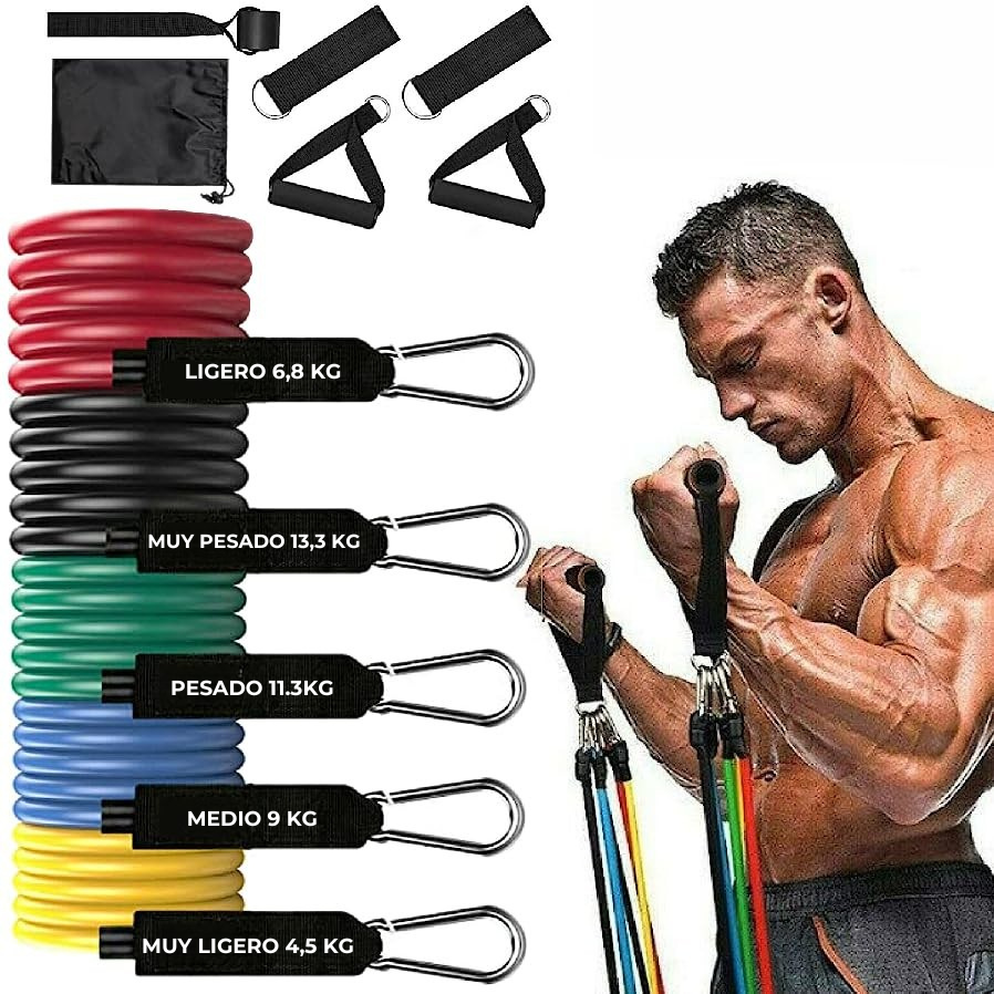 Kit de Bandas Elasticas x11 Material Premium - Tu gimnasio en casa. Últimas unidades! ⏳ (SOLO HOY!)