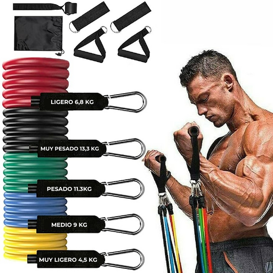 Kit de Bandas Elasticas x11 Material Premium - Tu gimnasio en casa. Últimas unidades! ⏳ (SOLO HOY!)