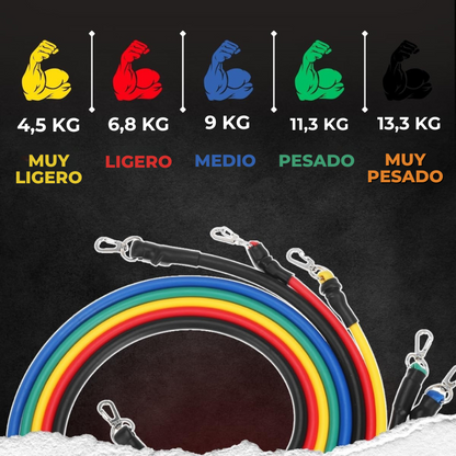 Kit de Bandas Elasticas x11 Material Premium - Tu gimnasio en casa. Últimas unidades! ⏳ (SOLO HOY!)