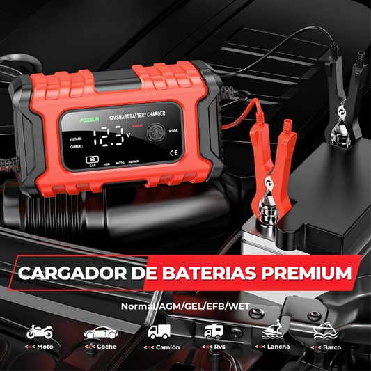 Cargador Premium de Batería Multivehículo Universal + 1 Año de Garantia Extendida!